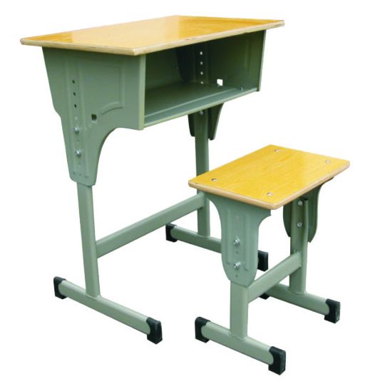 双层板单层开口升降课桌椅