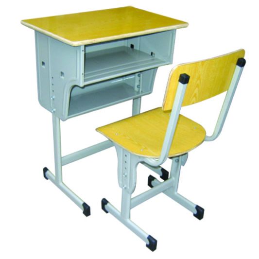 多层板双层开口升降课桌椅