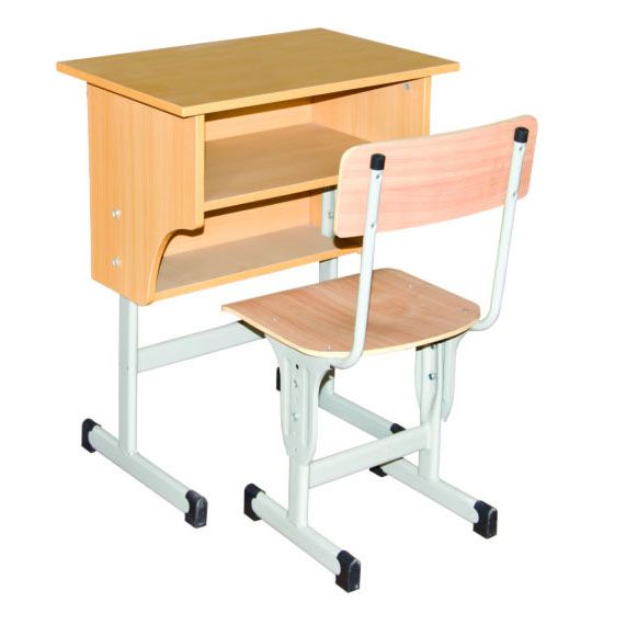 多层板双层开口升降课桌椅