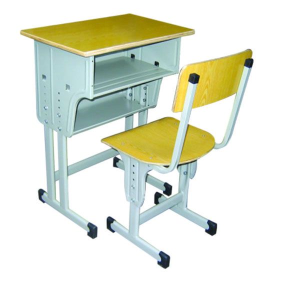 多层板双层开口升降课桌椅