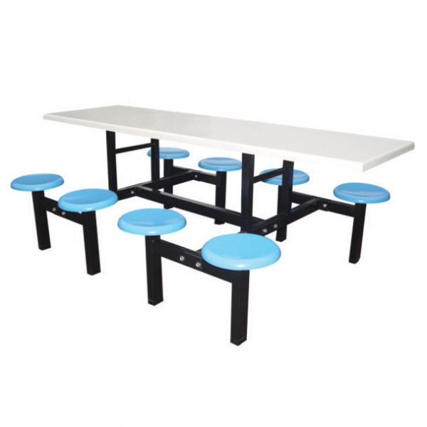 八位玻璃钢固定圆凳餐桌