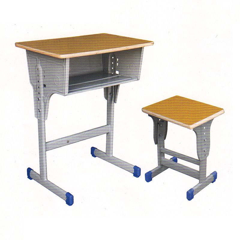 多层板单层单柱课桌小方凳