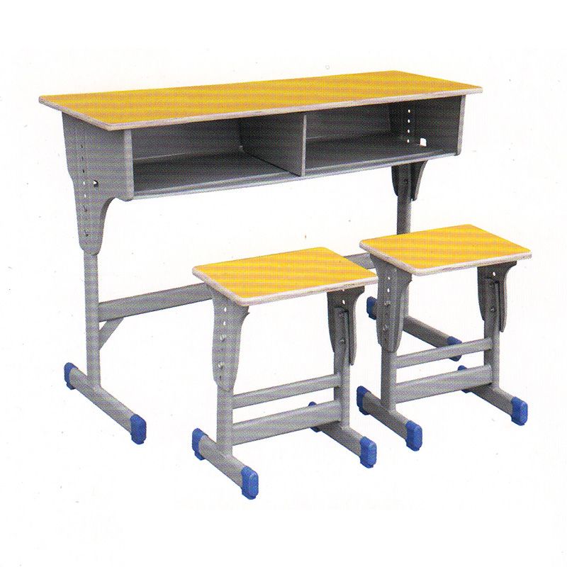 多层板双人单层单柱课桌小方凳