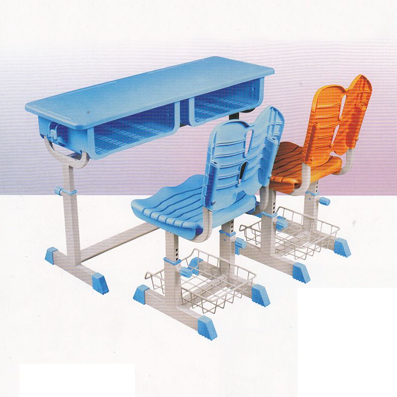 塑料双人旋钮式升降课桌椅