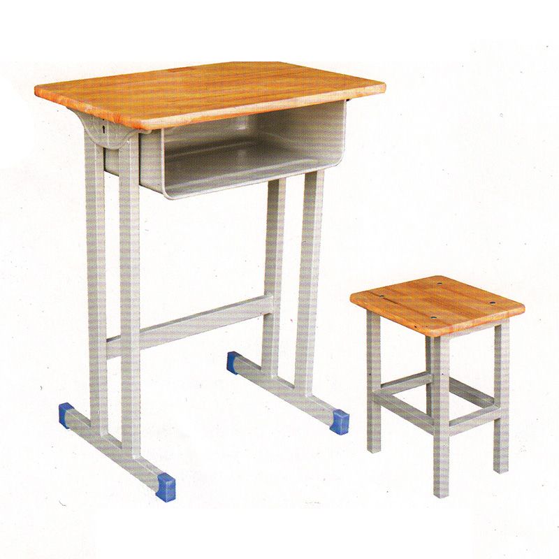 单层双柱固定式课桌小方凳