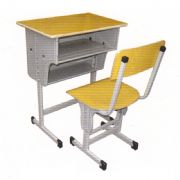 多层板双层单柱课桌椅MZ-34084