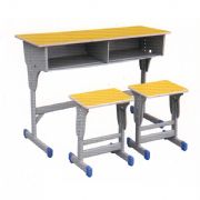 多层板双人单层单柱课桌小方凳MZ-40118
