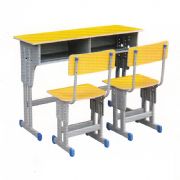 多层板双人单层双柱课桌椅MZ-40155