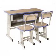 注塑包边双人双层三柱课桌椅MZ-42230
