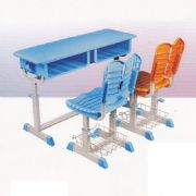 塑料双人旋钮式升降课桌椅MZ-43480